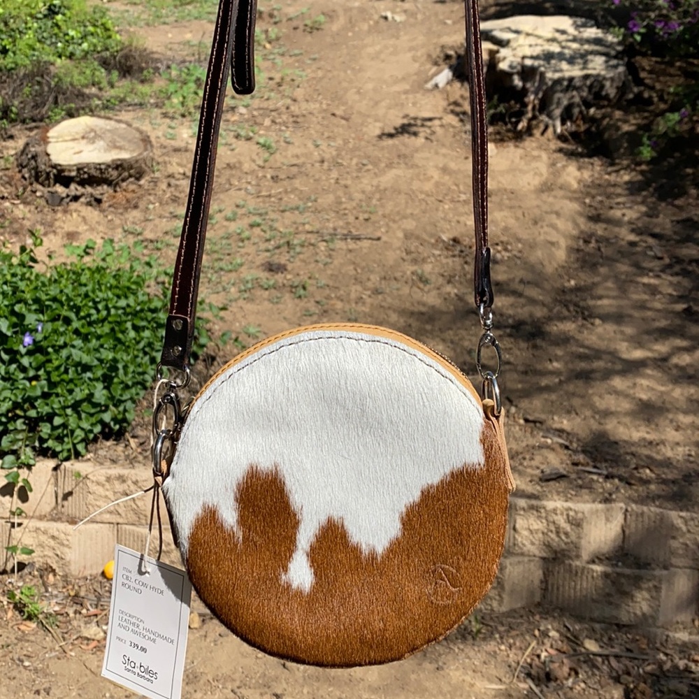 Brand New Real Cow Hyde Round Purse